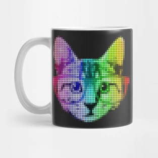 Rainbow Pop Art Cat with Glasses Mug